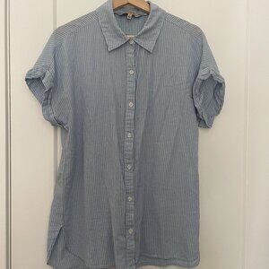 Striped Button Down Shirt - Dolman Sleeves